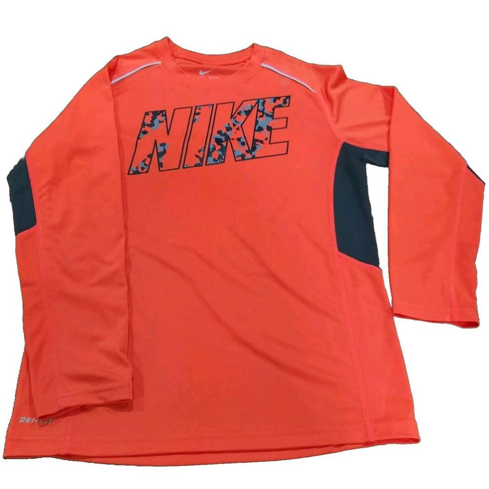 Nike DRI-FIT Mens Shirt Medium Long Sleeves Graphic Logo Activewear Multicolor